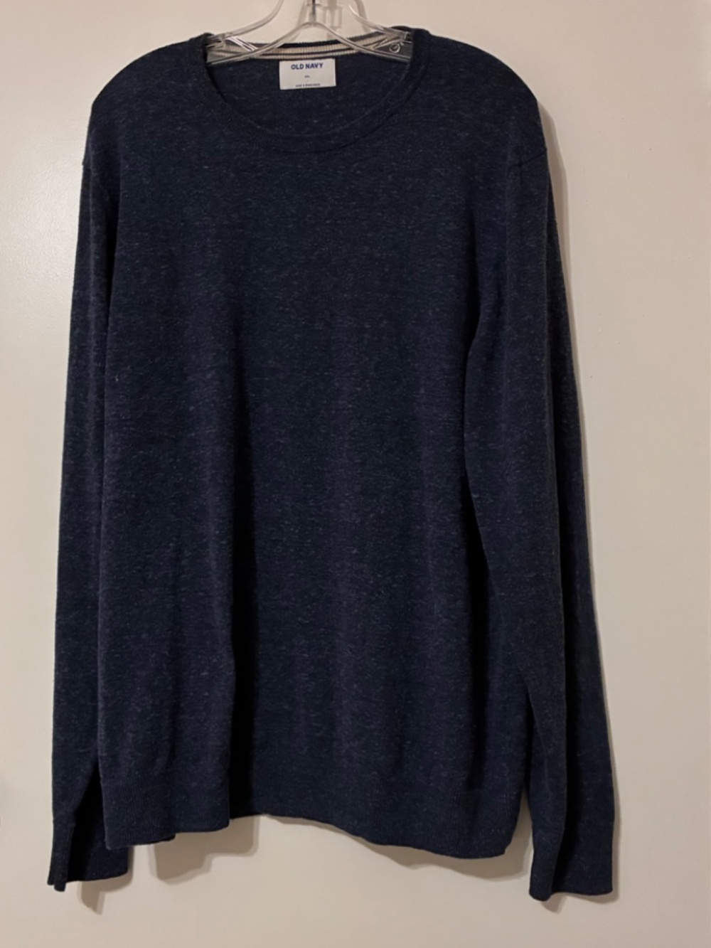 OLD NAVY LIGHTWEIGHT MENS CREWNECK SWEATER COTT BLND SZ XXL L/SLVE BLUE MOTTLED